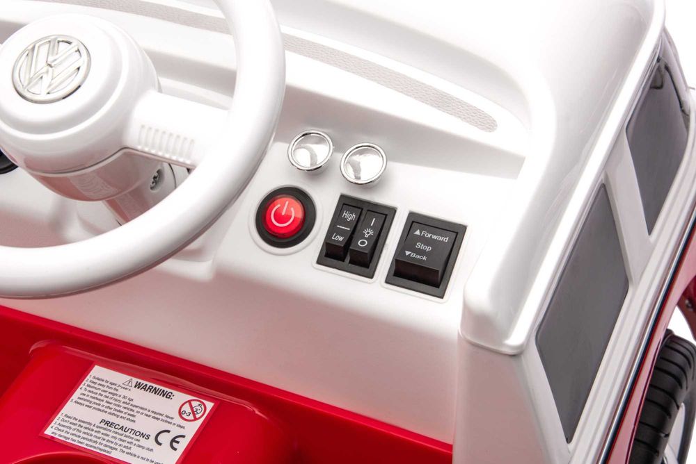 Masinuta electrica VW Samba Bus 2x 35W, roti moi, scaun tapitat RED