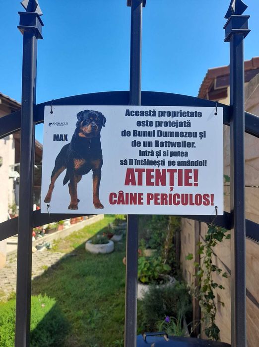 Placa Avertizare Caine Rau Periculos Rottweiler