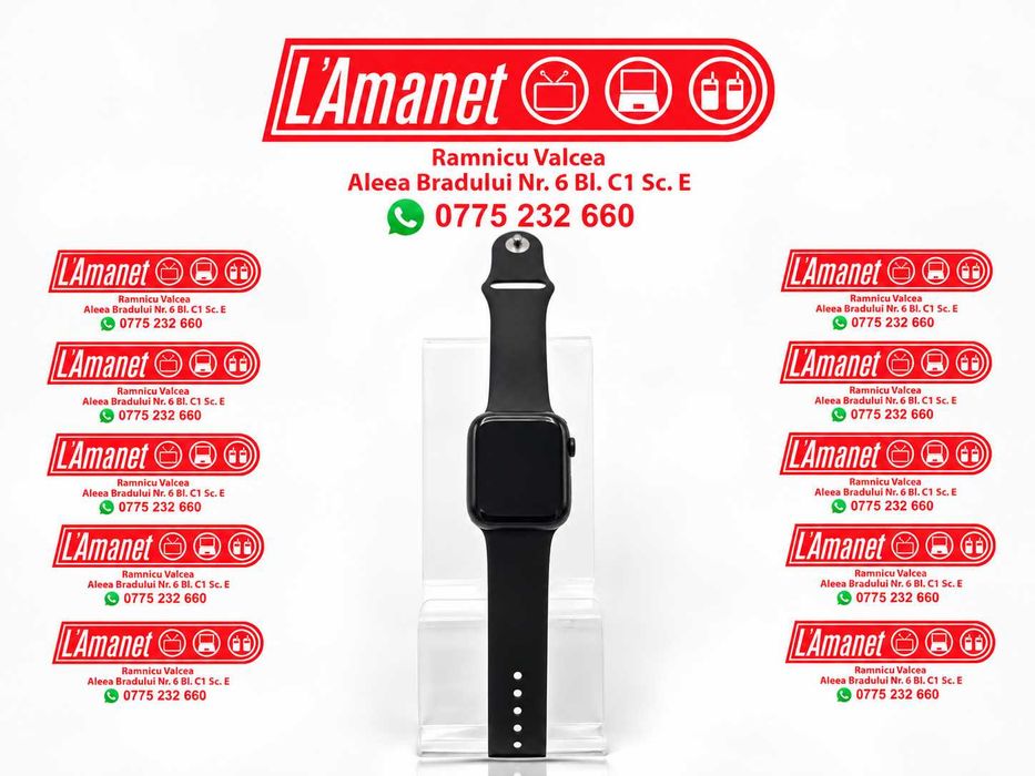 SmartWatch Apple Watch 8 45mm Black GPS + Cellular Aluminium Sport Band Bateria 100% Stare Excelenta