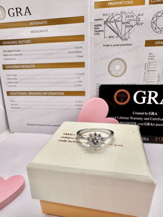 Сребърен пръстен с мойсанит(диамант) 0.5 карата