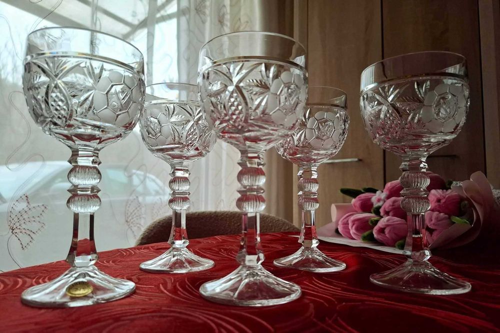 5 cupe din cristal Bavaria pt vin