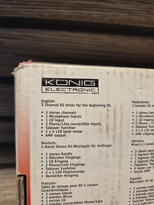 Mixer DJ König KN-DJMIXER10 3 canale – NOU, nefolosit, cutie + alimentator