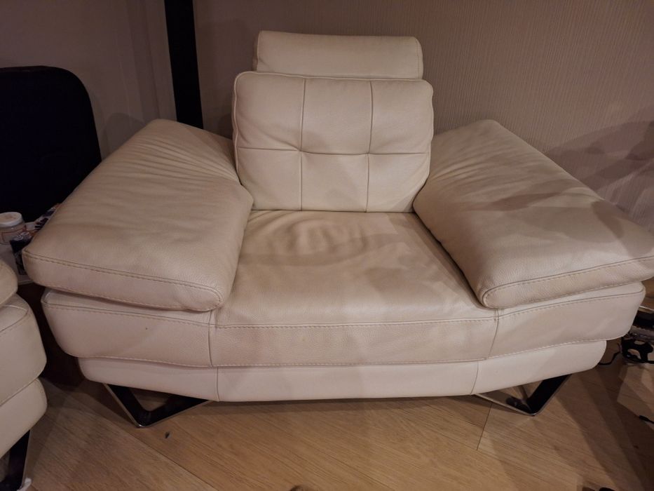 Set canapele piele alb bej