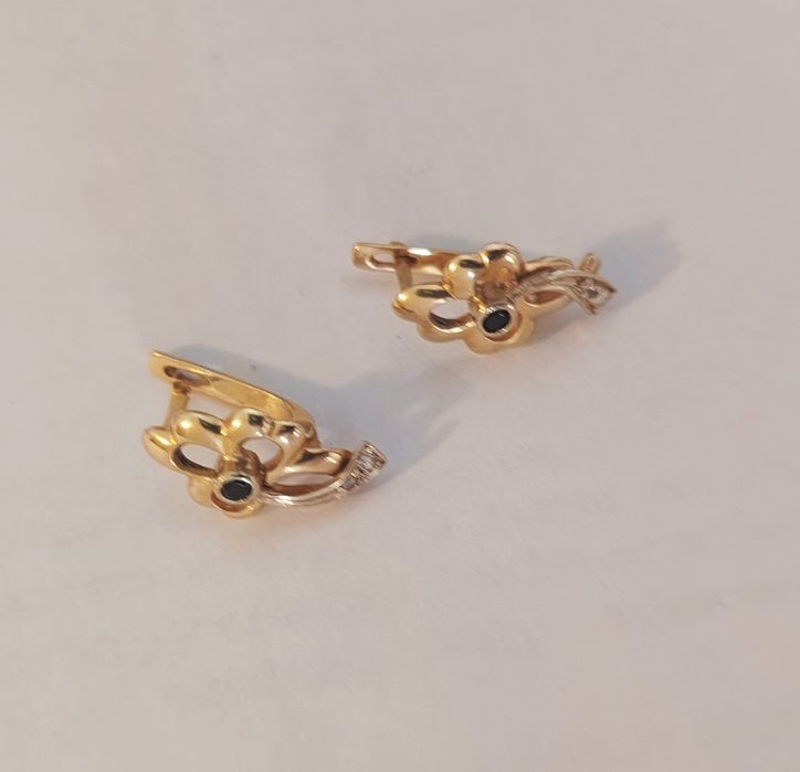 Серьги лимонное золото 585 пробы