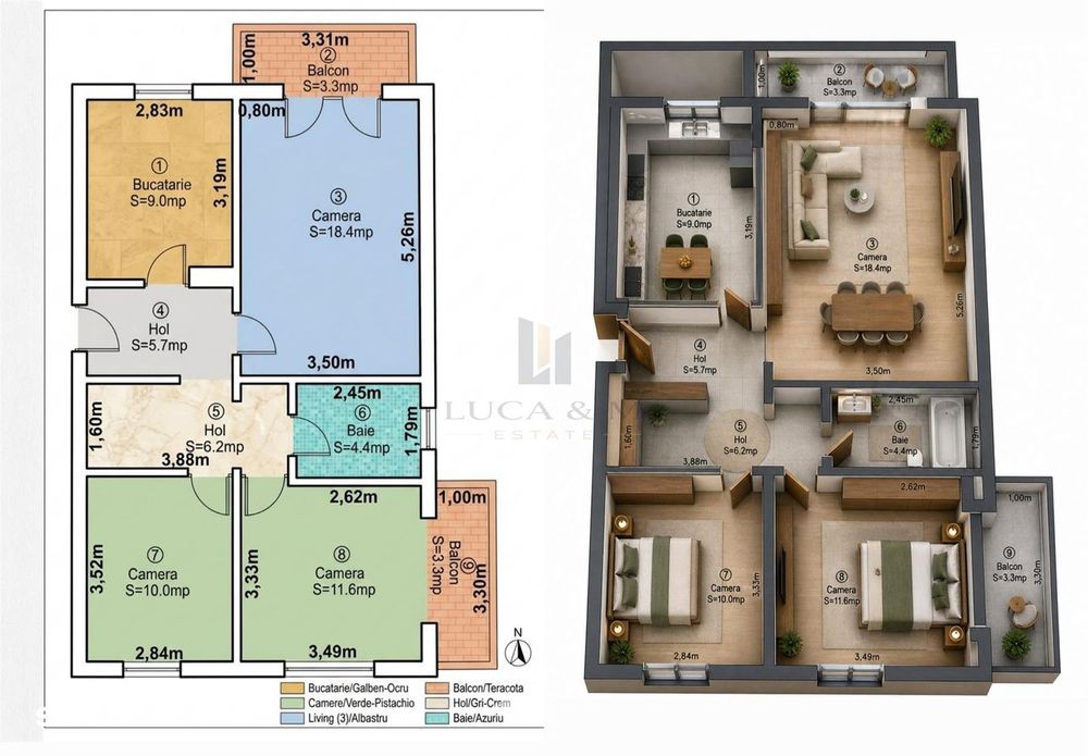 Apartament 3 camere, Girocului