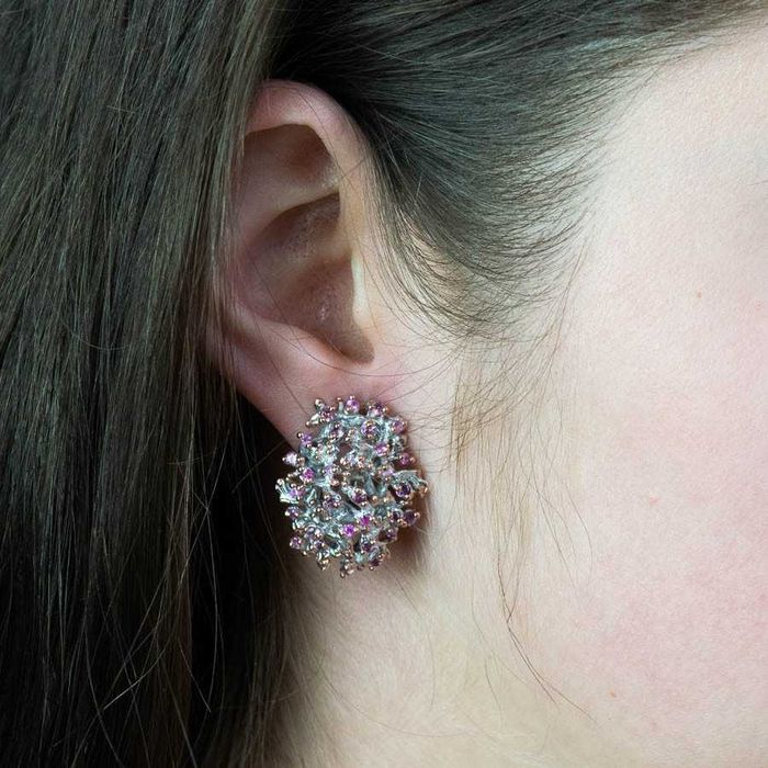 Cercei argint Rodolit- Safire COZETTE