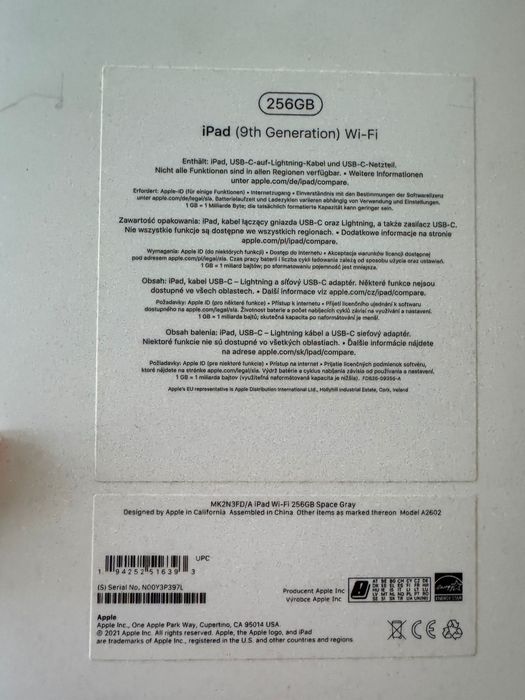 Ipad 9, 256gb, wi-fi