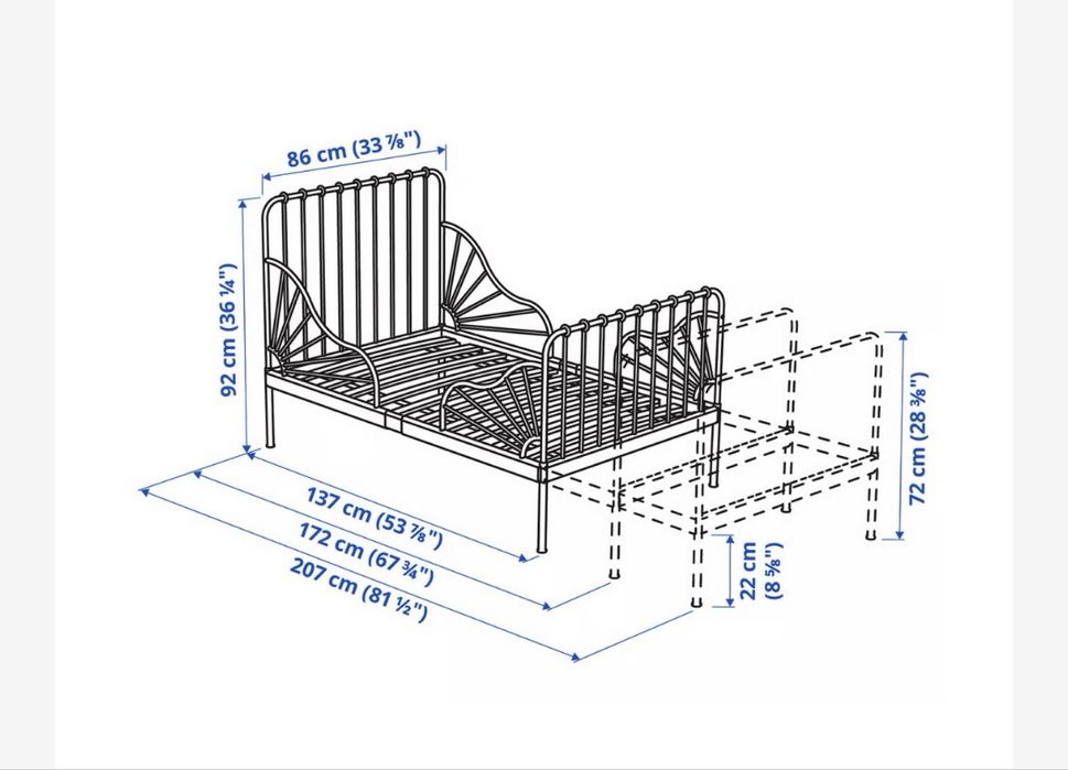 Vand pat extensibil + saltea + somiera, IKEA