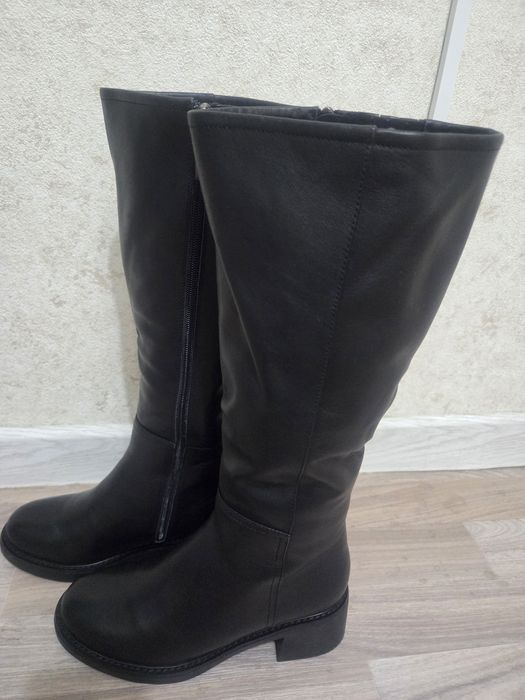 Кожаные сапоги зимние