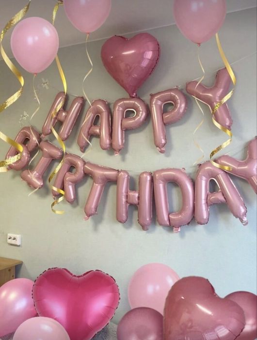 Set decorațiuni Happy Birthday roz