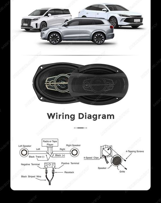 Чифт Авто Тонколони Mekede&Navifly 6x9inch | | 5-way | 120W | 4Ω | Плътен бас