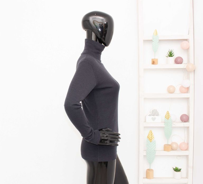 Janus дамска блуза от мериносна вълна сива поло яка термо бельо S