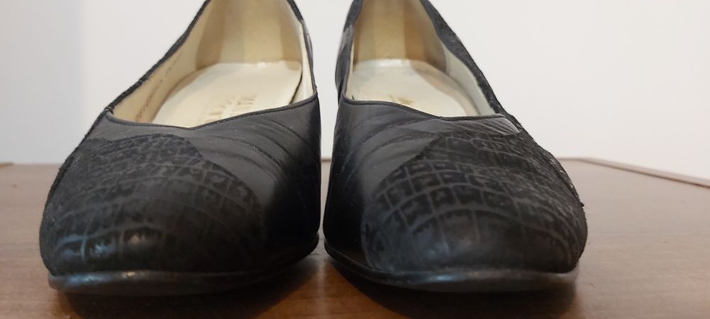Pantofi din piele, toc gros, 6cm
