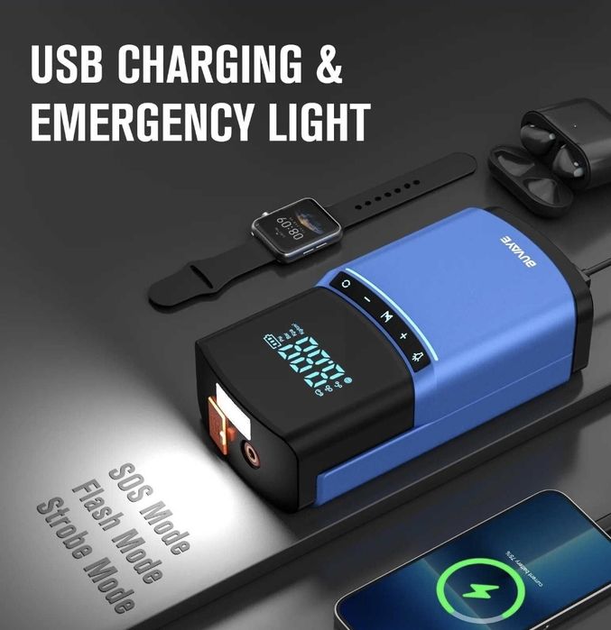 Автомобильный компрессор BUVAYE насос, Powerbank, Стартер аккумулятор