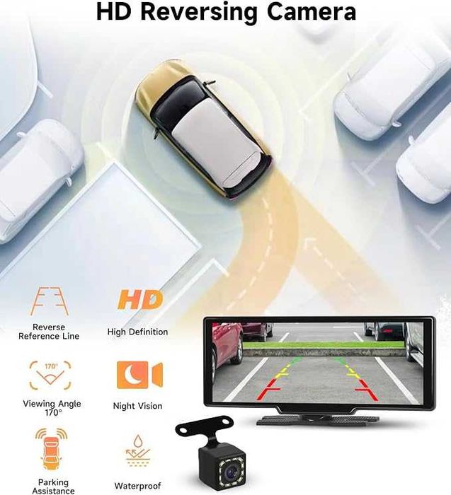 Безжично Carplay Android Auto екран 10.26 инча преносимо автомобилно стерео, Hodozzy HD
