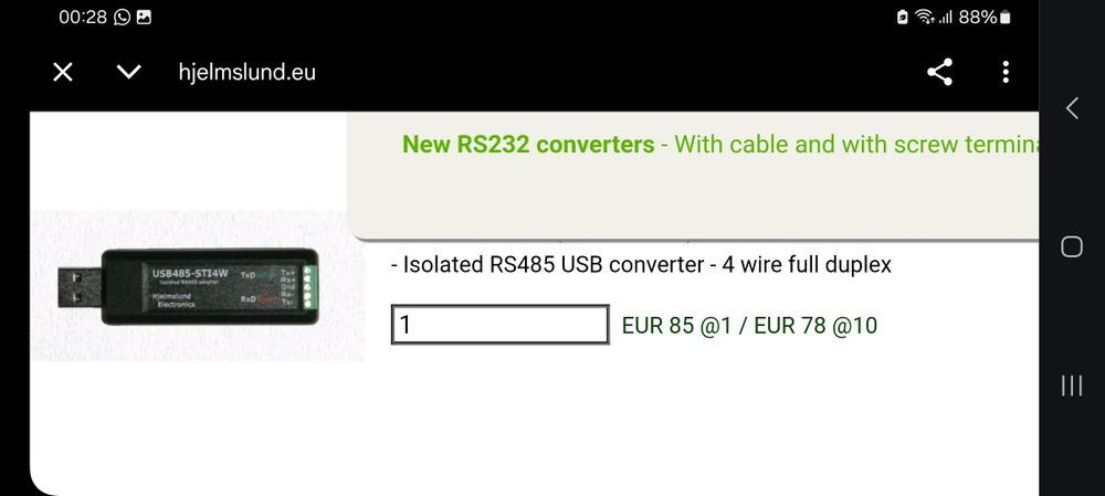 Adaptor Usb RS485/422 izolat USB485-STIXL de la Hjelmslund Electronics