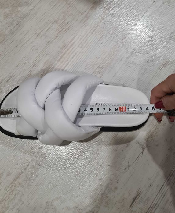 Дамски бели чехли, естествена кожа, Нови