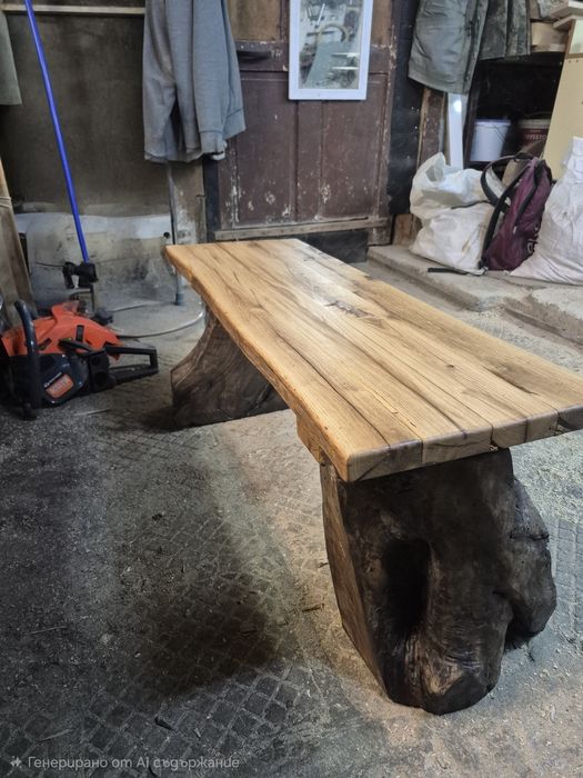 Малка пейка от масив орех и дъб здрава и тежка д. 100 см ш.35см.в.40см