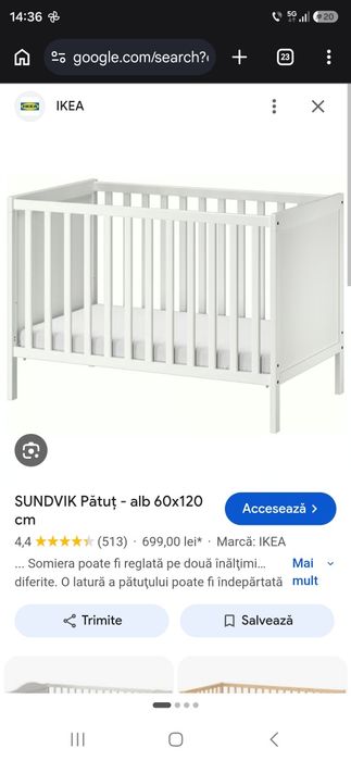 Pătuț bebe plus saltea