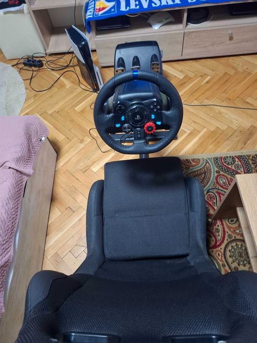 За PS4, PS5 и PC -Волан, педали, скоростен лост и стол