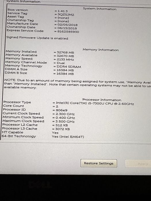 Dell 7480 procesor i5 32 g ram