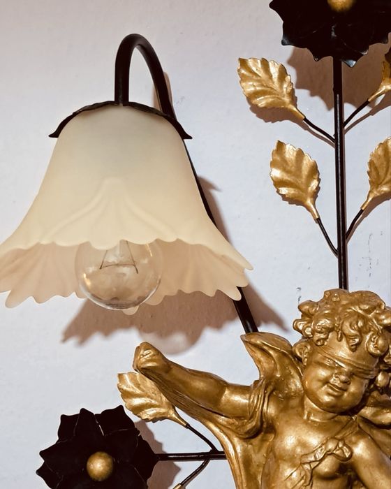 Луксозен стенен аплик с ангел – бароков стил, позлатена