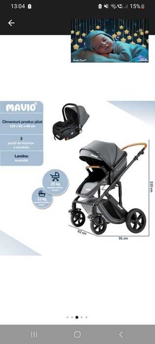 Carucior copii 3 în 1