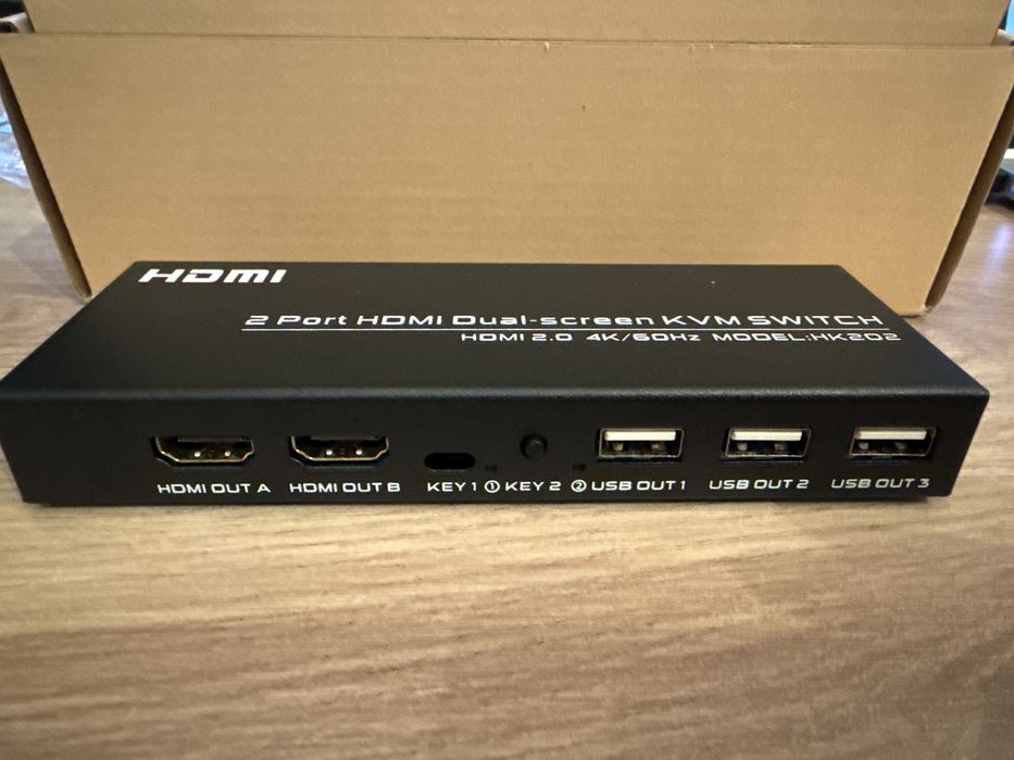 HDMI 2.0 KVM Switch 4k-60Hz 2 port,2 monitoare,2 PC Extended Display