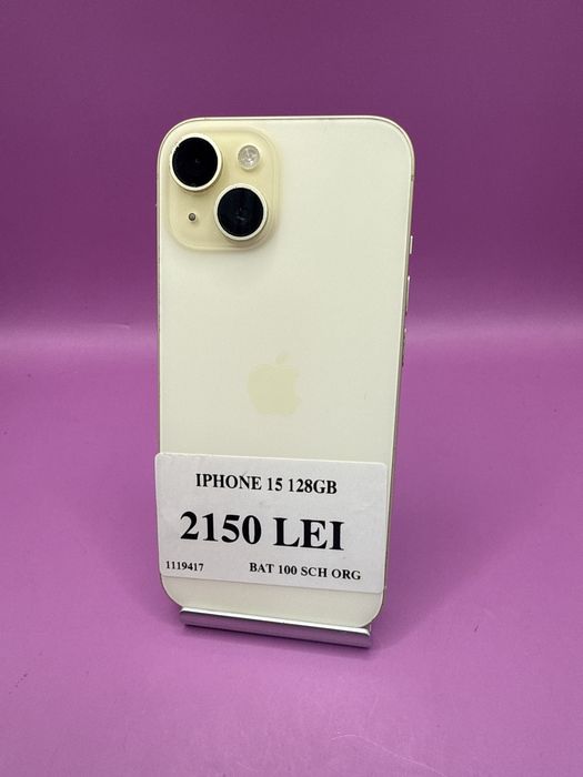 Iphone 15 128GB Bat 100% sch org •Matei Amanet Crangasi• 11194