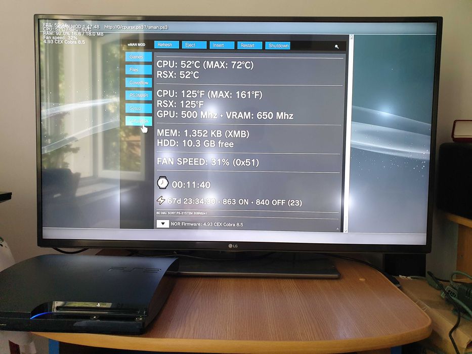 PS3 modat CFW 500 GB + 60 jocuri (GTA V, Red Dead, God of War, NFS)