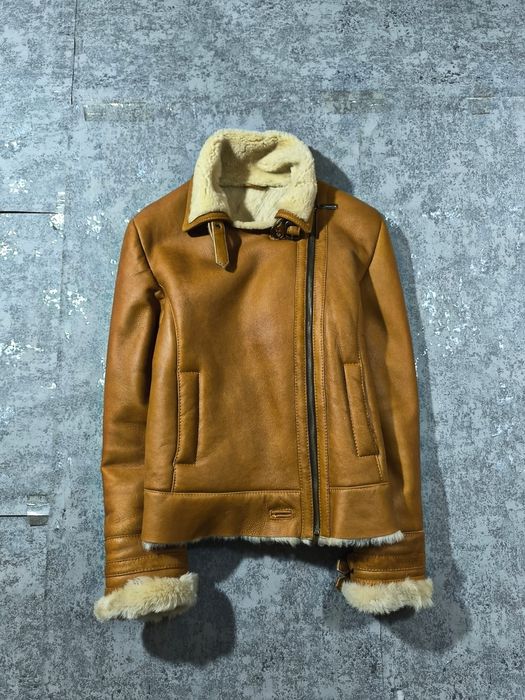 Shearling leather aviator jacket