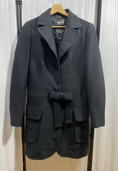 Палто от вълнена смес Love Moschino в черно