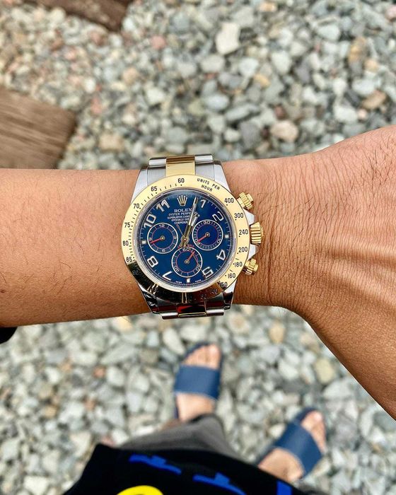 rolex daytona двуцветен син циферблат