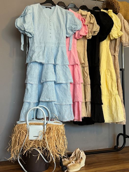 Уникални рокли 100% памук на волани S,M,L,XL