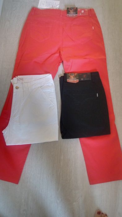Нови дамски летни панталони.Размери -38.40.48.XL.В черно,бяло,червено и бежово.