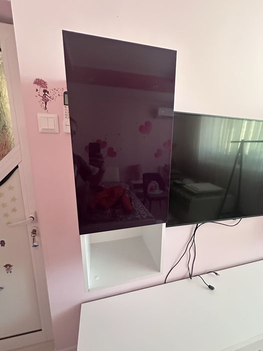 Секция / Мебели за дневна, бял/лилав, предна част MDF