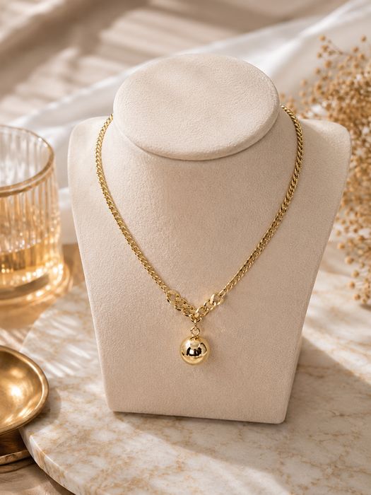 Set lanț+brățară placat cu aur 14K  – 60 cm / 20 cm