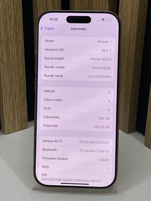 Iphone 16 Pro 256Gb 96% baterie Garantie / Factura #60150