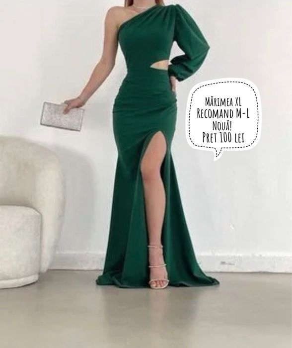 Rochie lunga marimea M L verde si bordo NOUA!