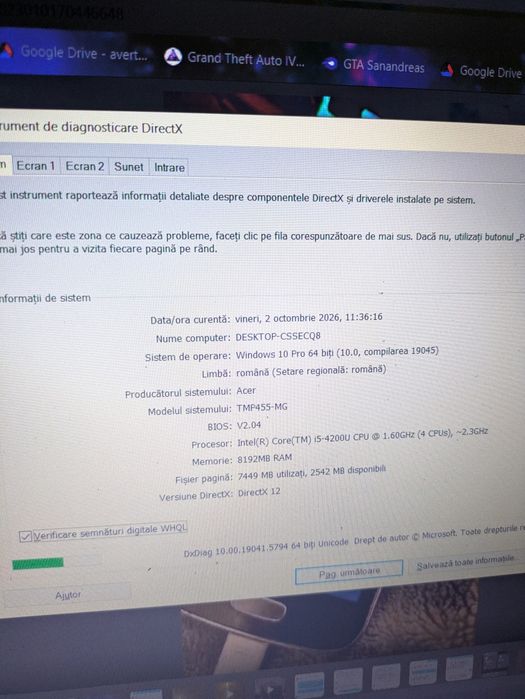Laptop Acer  procesor i5 ssd
