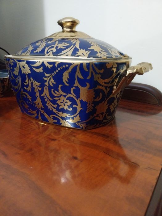 Френски порцеланов кобалтов сервиз с 24к златно покритие