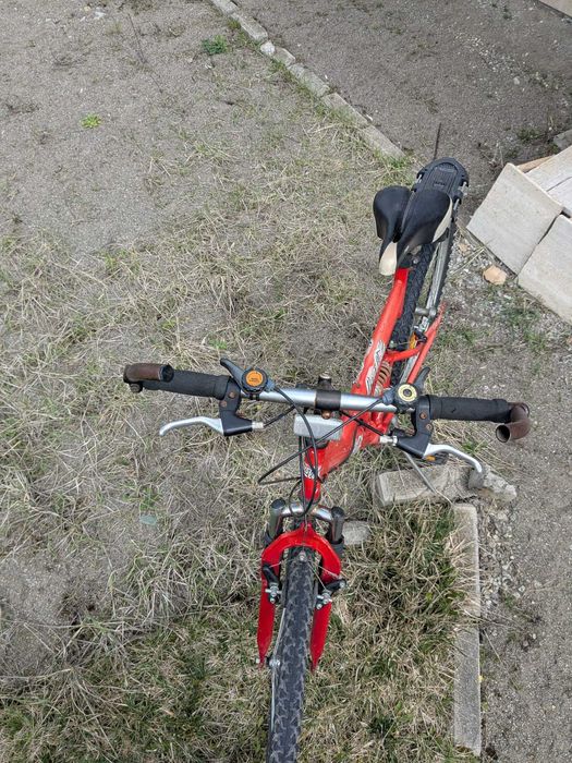 Bicicleta rosie coca-cola, roti 26, suspensie fata-spate, shimano