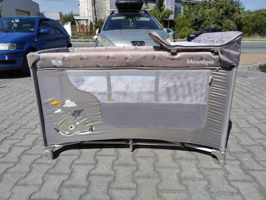 LORELLI Детска кошара на 2 нива с повивалник MOONLIGHT бежов