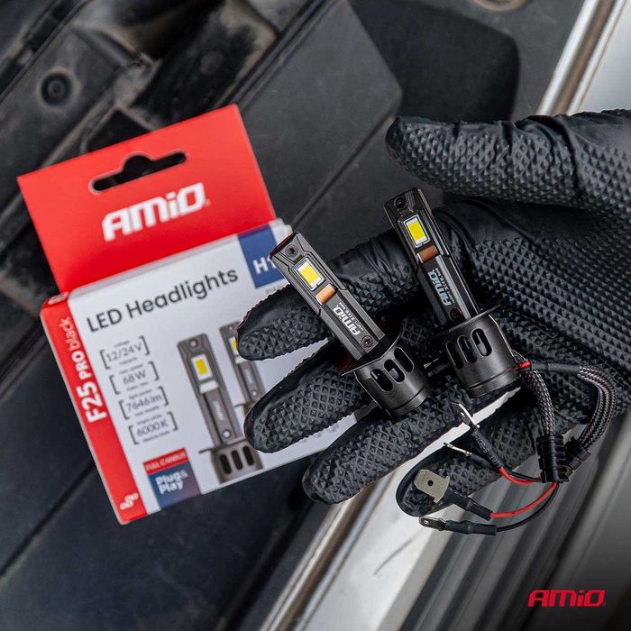 LED Диодни крушки за кола F25 PRO BLACK H1 68W 12/24V FULL CANBUS AMIO