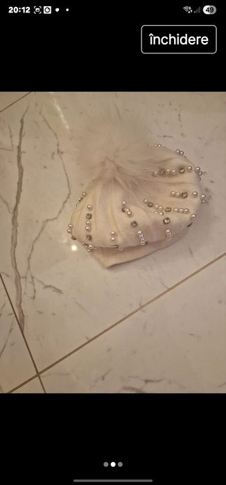 Basca lana cu cristale si mot blana naturala