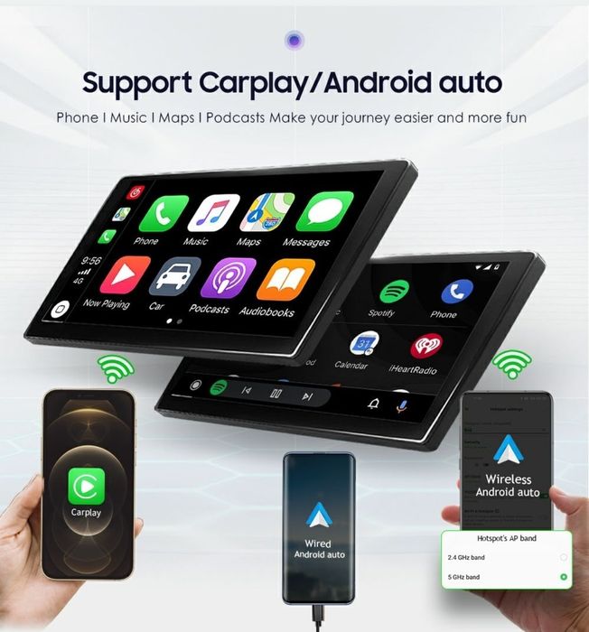 Navigatie Android universala 1DIN cu ecran 10" rotativ 360°.