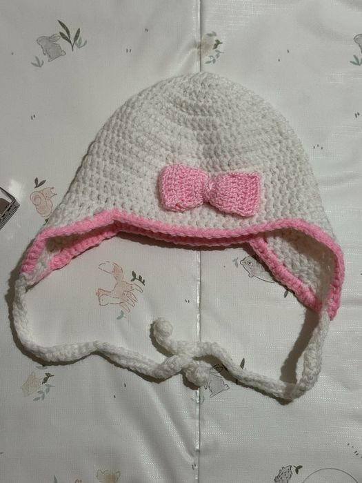 Set roz croșetat de mână nou-născut fetiță(0–1 lună)