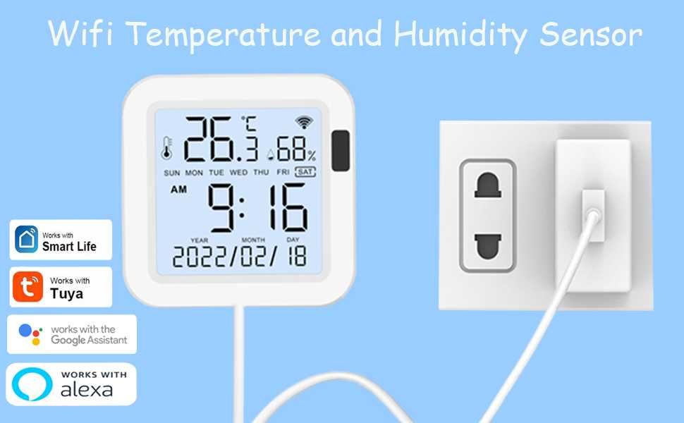 Tuya Интелигентен сензор за температура и влажност с USB