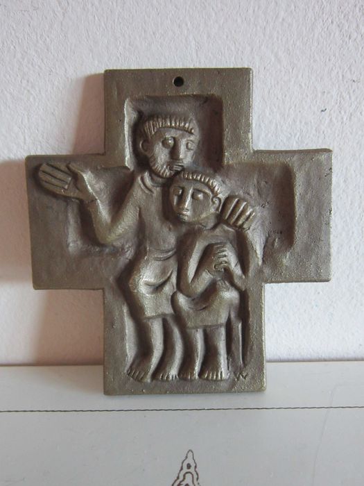 cadou rar bronz masiv Egino Weinert Sf. Benedict protectorul copiilor