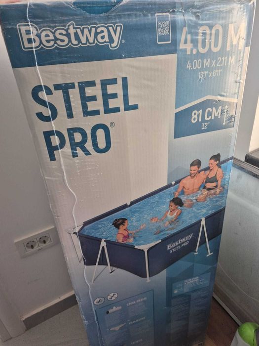 Piscina rectangulara cu pompa cu filtru inclusa - steel-pro-bestway-400x211x-81cm, sigilata